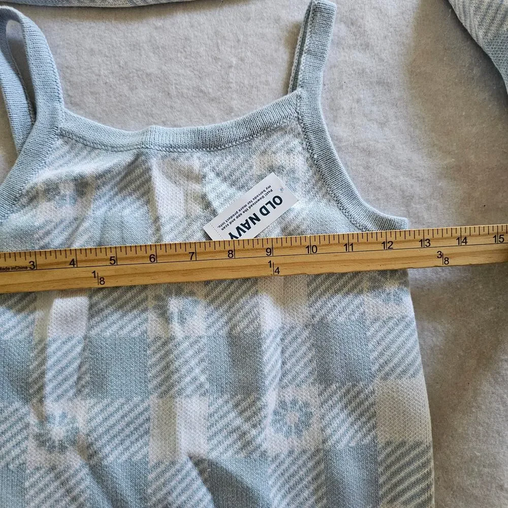 Old Navy Button-Front Cardigan Sweater and Matching Tank Set, Blue White Sz XL